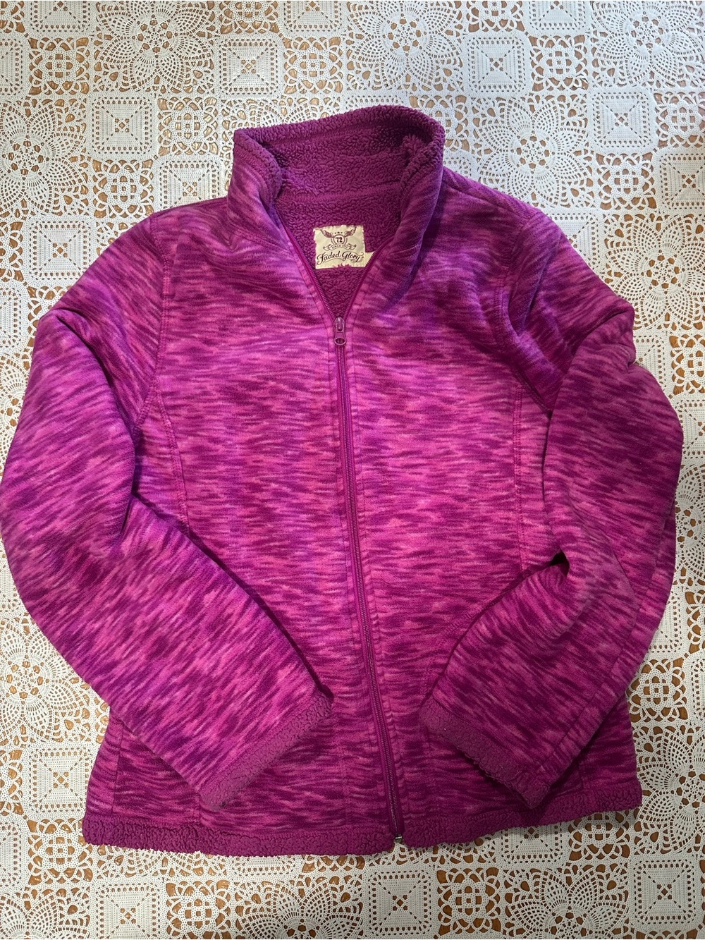 Faded Glory Purple Heather Fleece Full Zip Jacket Size M 8/10